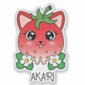 Cute Kawaii Strawberry Kitty Cat Sticker (Voorkant)