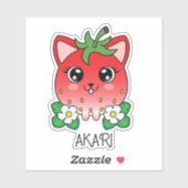 Cute Kawaii Strawberry Kitty Cat Sticker (Vel)