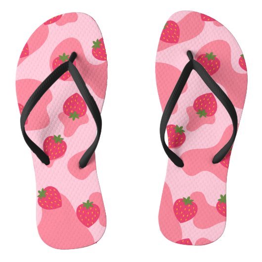 Cute Kawaii Strawberry Koe Pattern Teenslippers (Voetbed)