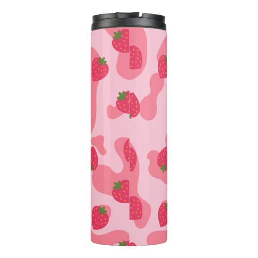 Cute Kawaii Strawberry Koe Pattern Thermosbeker (Achterkant)