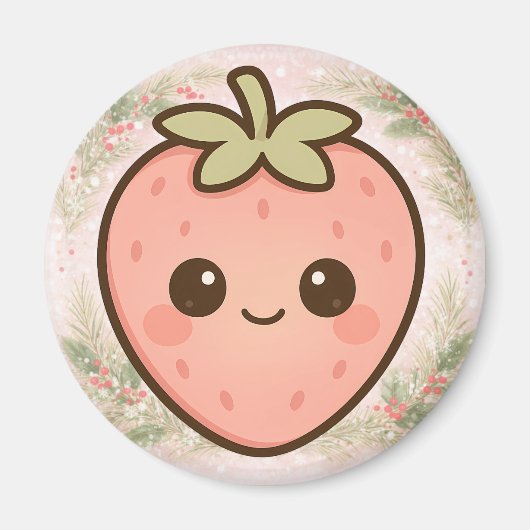 Cute Kawaii Strawberry Magnet Magneet (Voorkant)