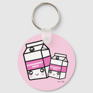 Cute Kawaii Strawberry Milk Sweet Dairy Foodie BFF Sleutelhanger