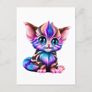 Cute Kawaii Striped Baby Kitten Briefkaart