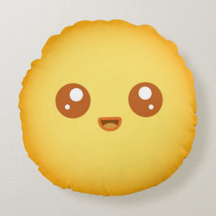Cute Kawaii Sun Character Rond Kussen