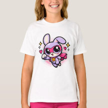 Cute Kawaii Superheld Bunny Meisjes T-Shirt