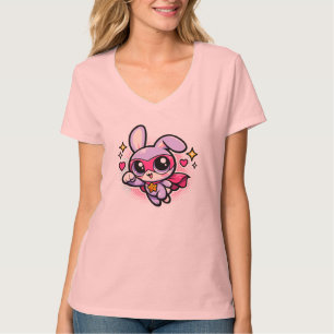 Cute Kawaii Superheld Konijn Dames T-Shirt 
