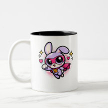Cute Kawaii Superheld Konijn Koffiemok