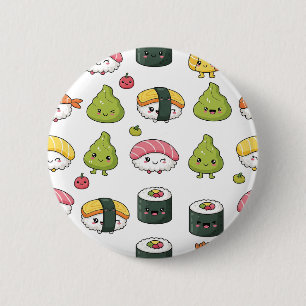 Cute Kawaii Sushi Patroon Knop Leuke Foodie Spel Ronde Button 5,7 Cm