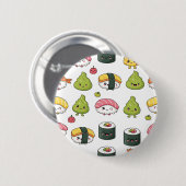 Cute Kawaii Sushi Pattern Button | Fun Foodie Pin  (Voorkant /achterkant)