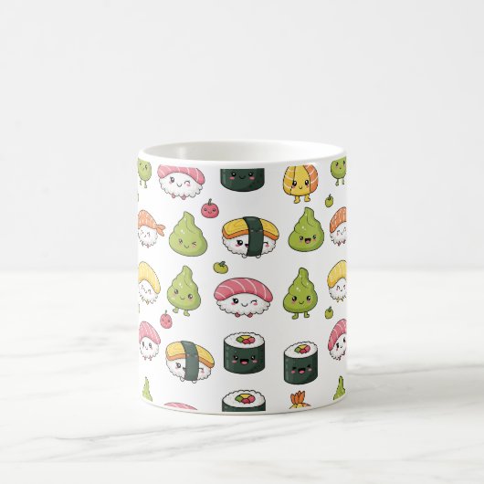 Cute Kawaii Sushi Pattern Coffee Mug (Centre)