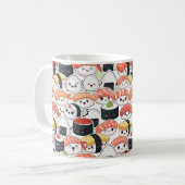 Cute Kawaii Sushi Pattern Coffee Mug | Fun Foodie (Devant gauche)