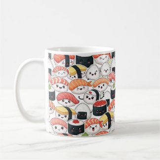 Cute Kawaii Sushi Pattern Coffee Mug | Fun Foodie Koffiemok