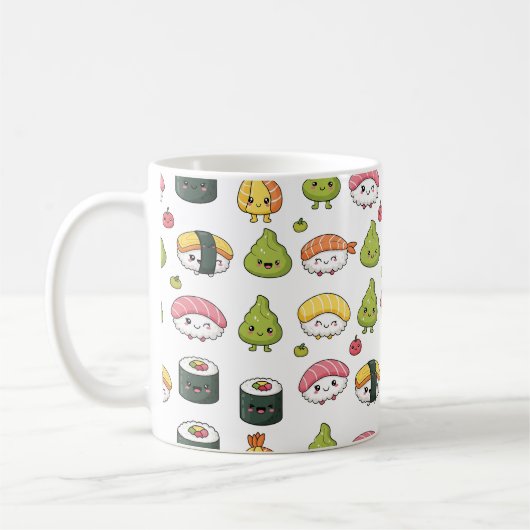 Cute Kawaii Sushi Pattern Coffee Mug Koffiemok (Links)