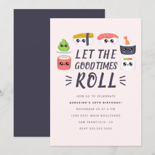 Cute Kawaii Sushi Rolls Verjaardagsfeestje Kaart