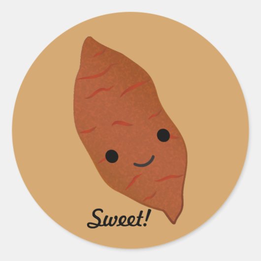 Cute Kawaii Sweet Potato Ronde Sticker (Voorkant)