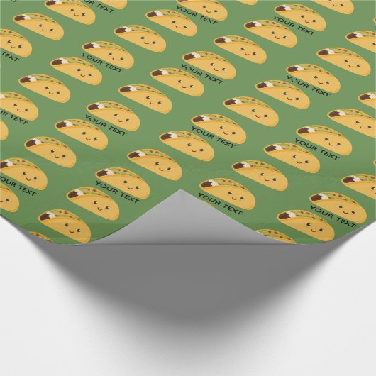 Cute Kawaii Taco Personalized Pattern Cadeaupapier (Hoek)