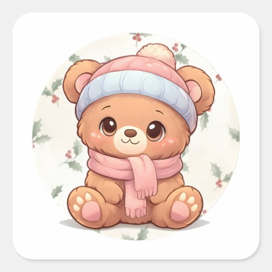 Cute Kawaii Teddy Bear Sticker  (Devant)