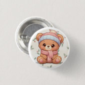 Cute Kawaii Teddy Bear Winter Button (Voorkant /achterkant)