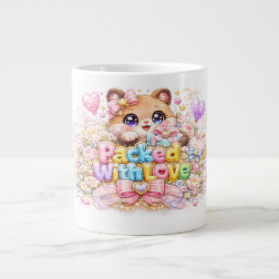 Cute Kawaii Teddybeer Met Liefde Pastel Pin Extra Grote Beker