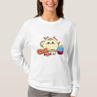 Cute Kawaii Theetijd & Zoete Illustratie T-shirt