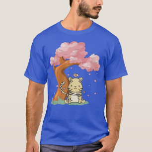 Cute kawaii-tijger en Sakura Cherry Blossom tree J T-shirt