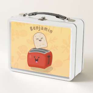 Cute kawaii toast en red toaster cartoon