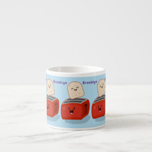 Cute kawaii toast en red toaster cartoon espresso kop