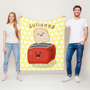 Cute kawaii toast en red toaster cartoon fleece deken