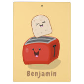 Cute kawaii toast en red toaster cartoon klembord (Achterkant)
