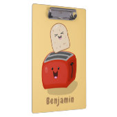 Cute kawaii toast en red toaster cartoon klembord (Rechts)