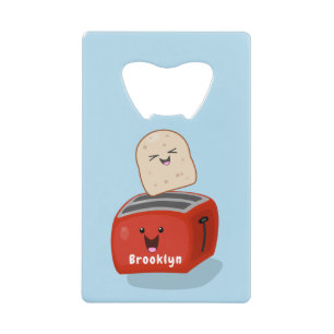 Cute kawaii toast en red toaster cartoon kredietkaart flessenopener