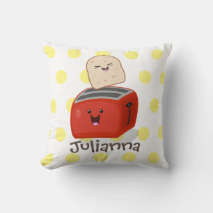 Cute kawaii toast en red toaster cartoon kussen