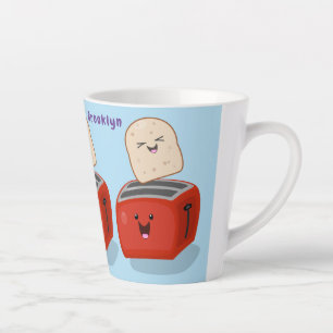 Cute kawaii toast en red toaster cartoon latte mok