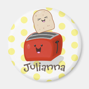 Cute kawaii toast en red toaster cartoon magneet