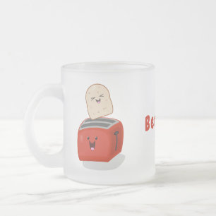 Cute kawaii toast en red toaster cartoon matglas koffiemok