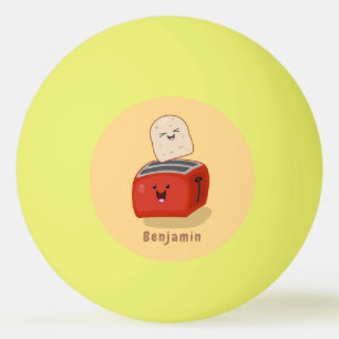 Cute kawaii toast en red toaster cartoon pingpongballen