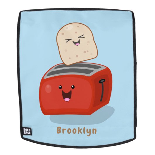 Cute kawaii toast en red toaster cartoon rugtassen (Verwijderbaar gezicht)