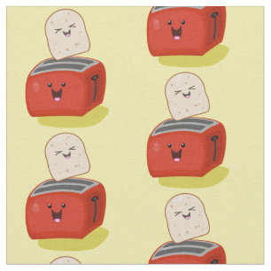 Cute kawaii toast en red toaster cartoon stof