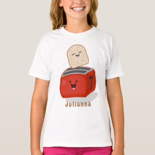 Cute kawaii toast en red toaster cartoon t-shirt
