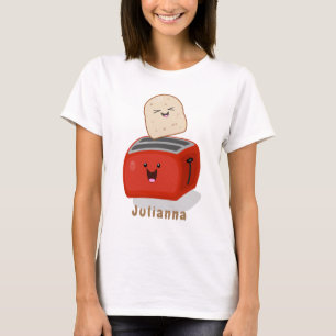 Cute kawaii toast en red toaster cartoon t-shirt