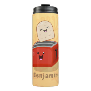 Cute kawaii toast en red toaster cartoon thermosbeker