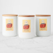 Cute kawaii toast en red toaster cartoon voedselcontainer etiket (Flessen)