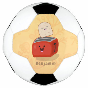 Cute kawaii toast en red toaster cartoon voetbal