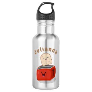 Cute kawaii toast en red toaster cartoon waterfles