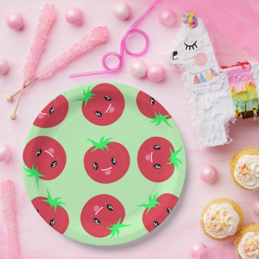 Cute kawaii Tomato Vegan Papieren Bordje (Feest)