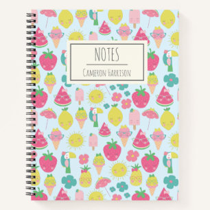 Cute Kawaii Tropical Fruit with Faces Personalized Notitieboek