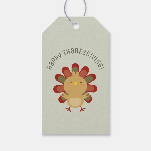 Cute Kawaii Turkey Happy Thanksgiving Cadeaulabel (Voorkant)