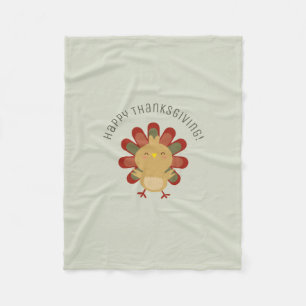 Cute Kawaii Turkey Happy Thanksgiving Fleece Deken