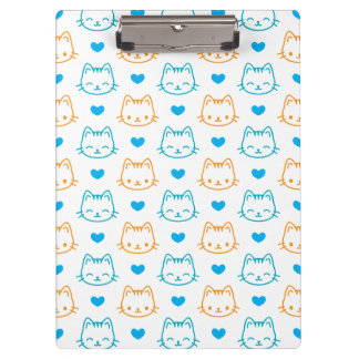 Cute Kawaii Turquoise en Oranje Kattengezichtjes P Klembord