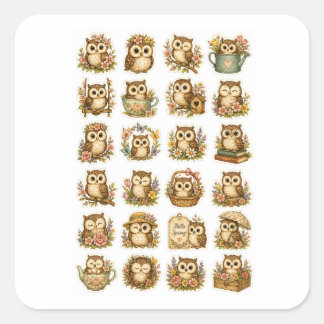 Cute Kawaii Uil Sticker Sheet